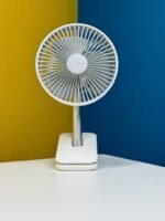 JISULIFE FA13R Rechargeable Clip Fan with 8000mAh Battery – White Color for Powerful, Portable Cooling